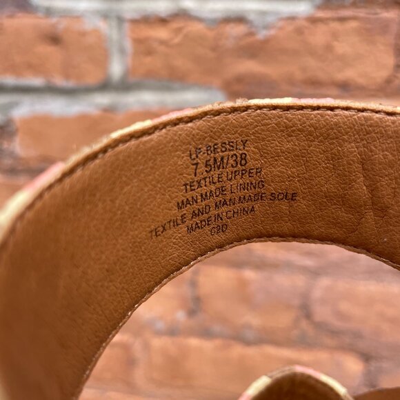 Lucky Brand Boho Brown Pink Cream Woven Fabric Sandal New in Box 7.5 Comfy Shoes - Picture 5 of 5